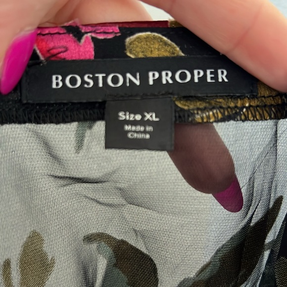 Boston Proper Floral Print Organza Button Up Long Sleeve Shirt - Picture 9 of 13